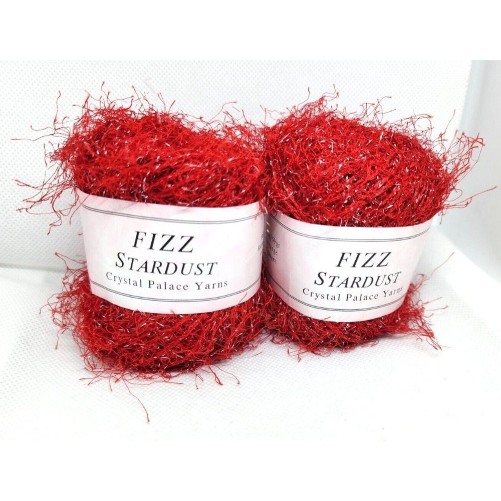 Fizz Stardust Crystal Palace Italian Made 120yd Wide Range Poly/Lurex Red Yarn